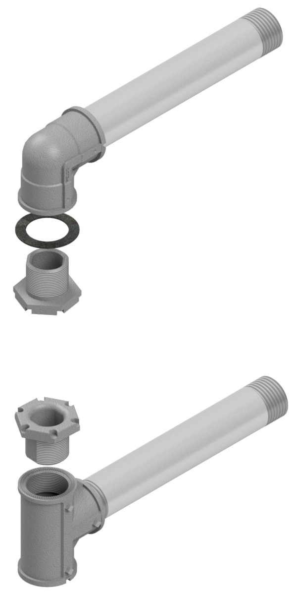 SE-3146 1-Way Upper & Lower Arm ICC Ped Arm Assy, 12″ Nipples, Alum
