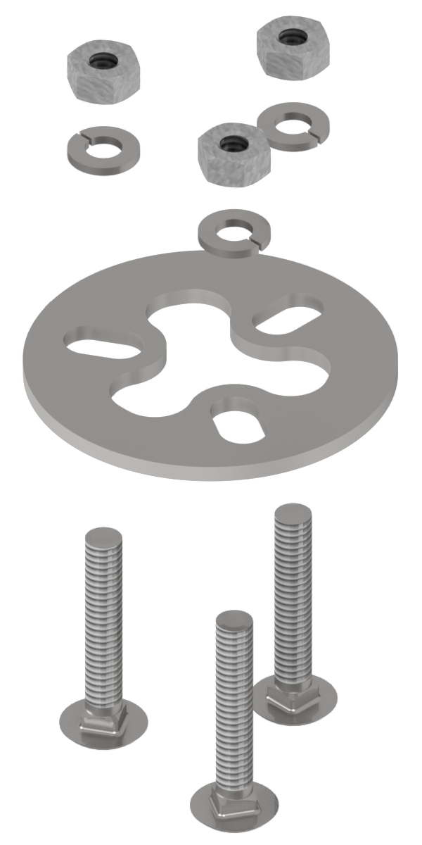 SE-3227-SS Lower Assembly Kit, ¼”-20 x 1-½” Carriage Bolts Stainless Slotted Washer & Stainless Hardware