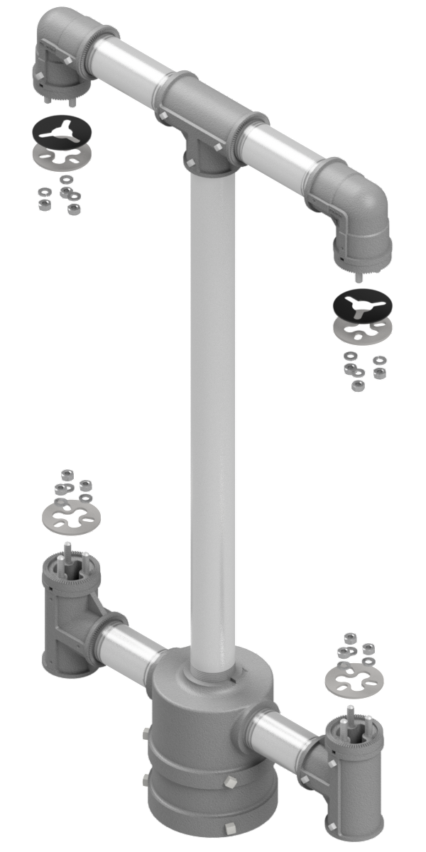 SE-5008 Post Top Assy, 2-Way, 16-1/2″ CTC, Alum for 4-½” OD Pole, Tri-Stud